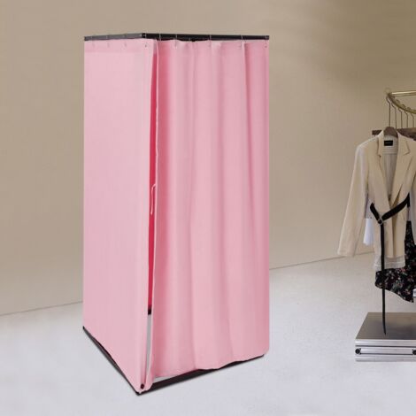 Cabine d'essayage pour magasin de vêtements, 85 x 85 x 200 cm, rideau occultant portable adapté aux centres commerciaux, dispositif mobile temporaire de protection de l'intimité, rose