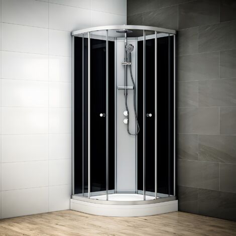 Cabine douche 100 x 100 SILVER Noir quart de rond
