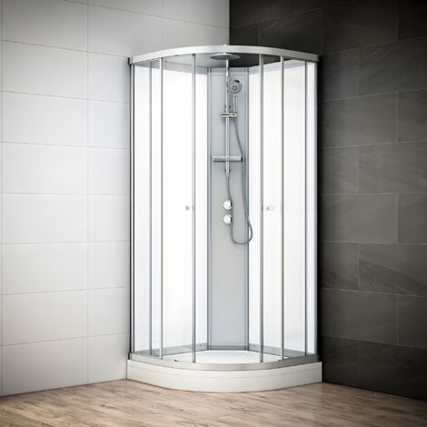 Cabine douche 110 x 110 SILVER Blanc quart de rond