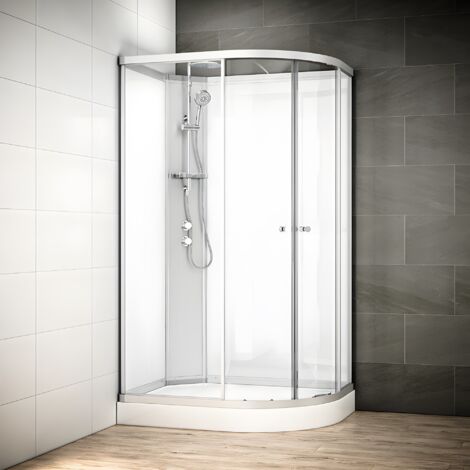 Cabine douche 70 x 90 SILVER Blanc asymétrique gauche