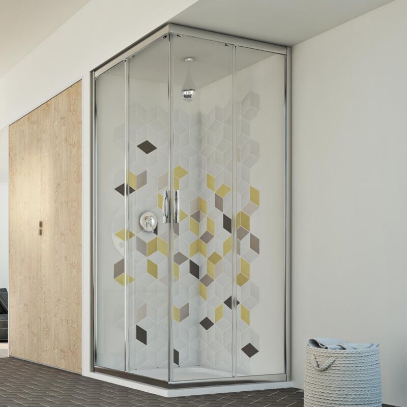 Idralite - Parois cabine de douche coulissante verre transparent h 198 mod. Evolution 70X100 cm rectangulaire