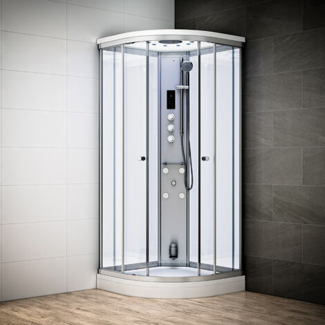 Cabine hammam 100 x 100 SILVER Blanc quart de rond