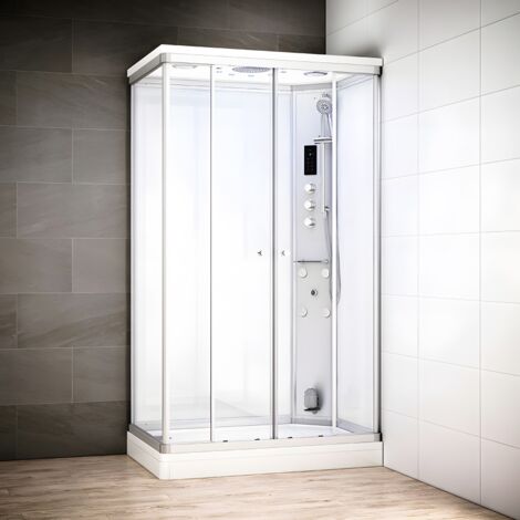 Cabine hammam 120 x 80 SILVER Blanc rectangulaire droite (accès façade)
