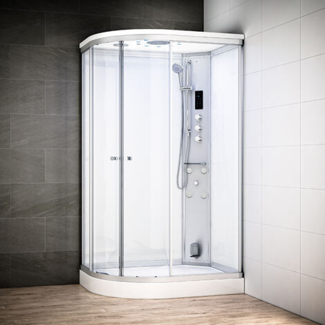 Cabine hammam 120 x 90 SILVER Blanc asymétrique droite