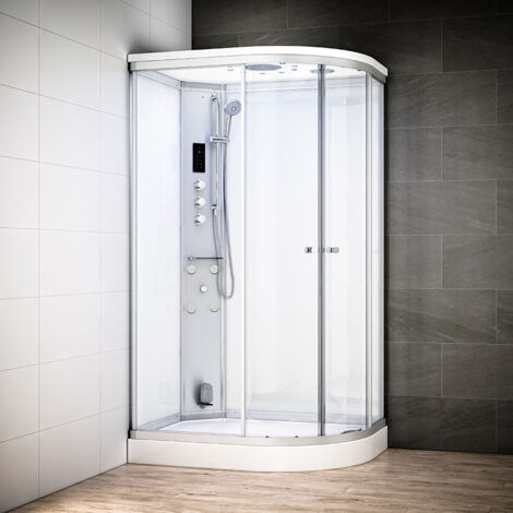 Cabine hammam 120 x 90 SILVER Blanc asymétrique gauche