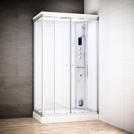 Cabine hammam 140 x 90 SILVER Blanc rectangulaire droite