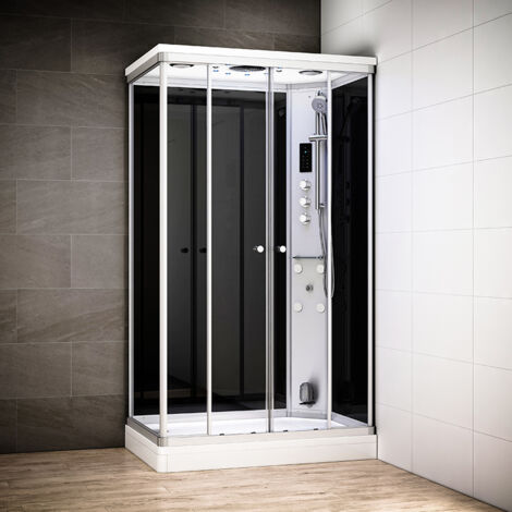 Cabine hammam 140 x 90 SILVER Noir rectangulaire droite