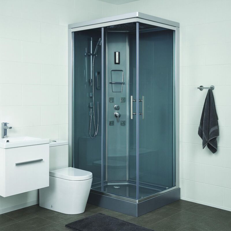Cabine hydromassante SERY - Porte coulissante - Chromé - 120x80cm