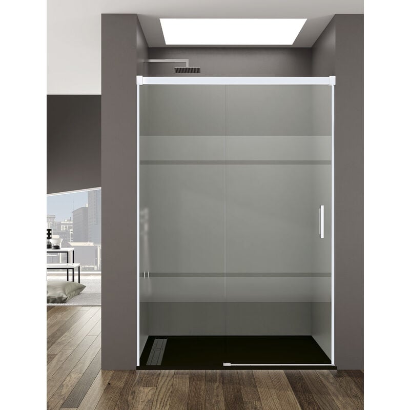 Allstone - Cabine Paroi de douche frontale 1+1 basic, Sans profil inférieur, 5 couleurs de profilés, 2 types de verre 6mm en aluminium profil Combi