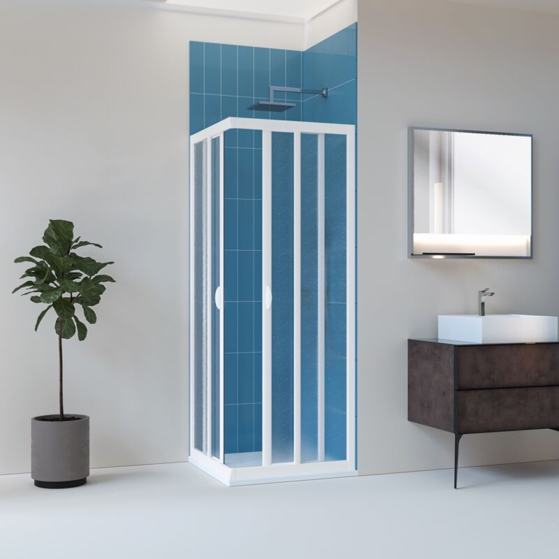 Idralite - Cabine paroi de douche angulaire en acrylique mod. Smart avec ouverture centrale 75x90 cm