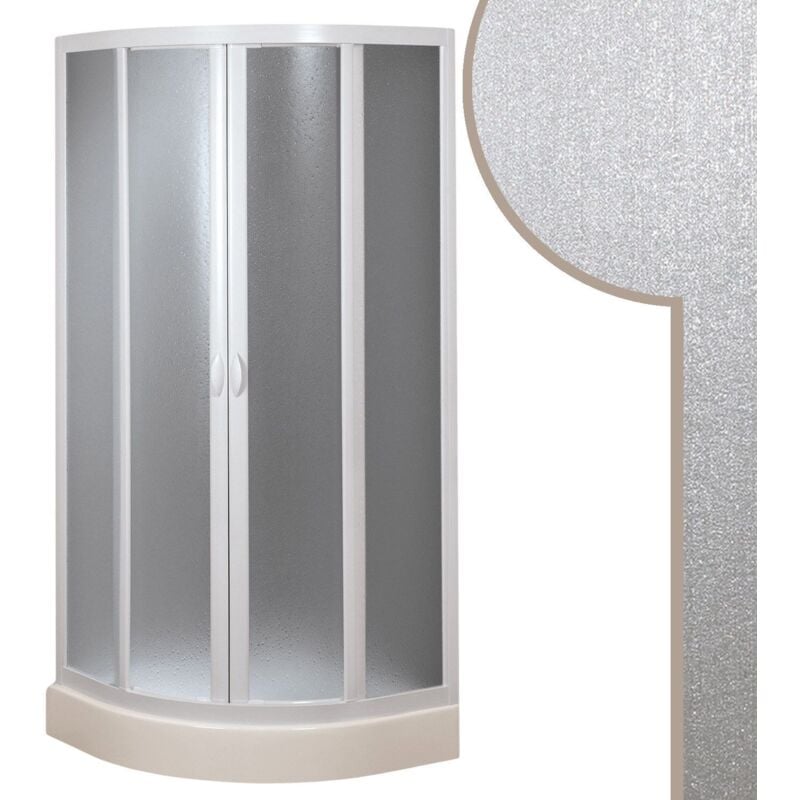 Idralite - Cabine paroi de douche demi-circulaire en acrylique mod. Smart avec ouverture centrale 80x80 cm