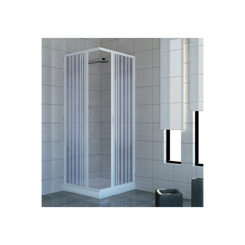 Idralite - Parois cabine de douche en pvc h 185 cm mod. Acquario 75x75 ouverture centrale