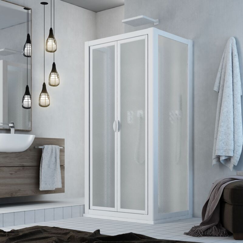 Forte - Cabine parois de douche saloon 3 côtés 80x80x80 cm h 190 en acrylique mod. Delta trio