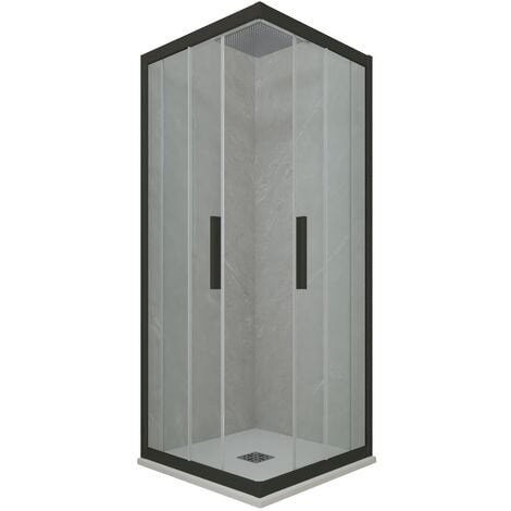 Cabine parois douche coulissante 120x120 Noir Matt Kolors