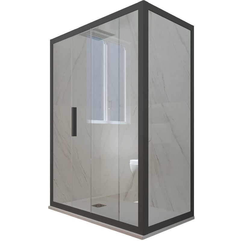 Forte - Cabine parois douche coulissante 70x100 Anthracite Deco Duo