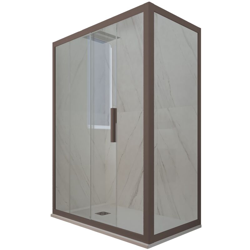 Forte - Cabine parois douche coulissante 70x120 Chocolat Deco Duo