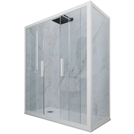 Cabine parois douche coulissante 70x150 Blanc Matt Glam Duo