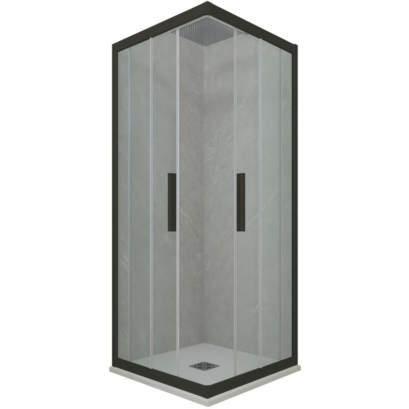 Forte - Cabine parois douche coulissante 70x80 Noir Matt Kolors