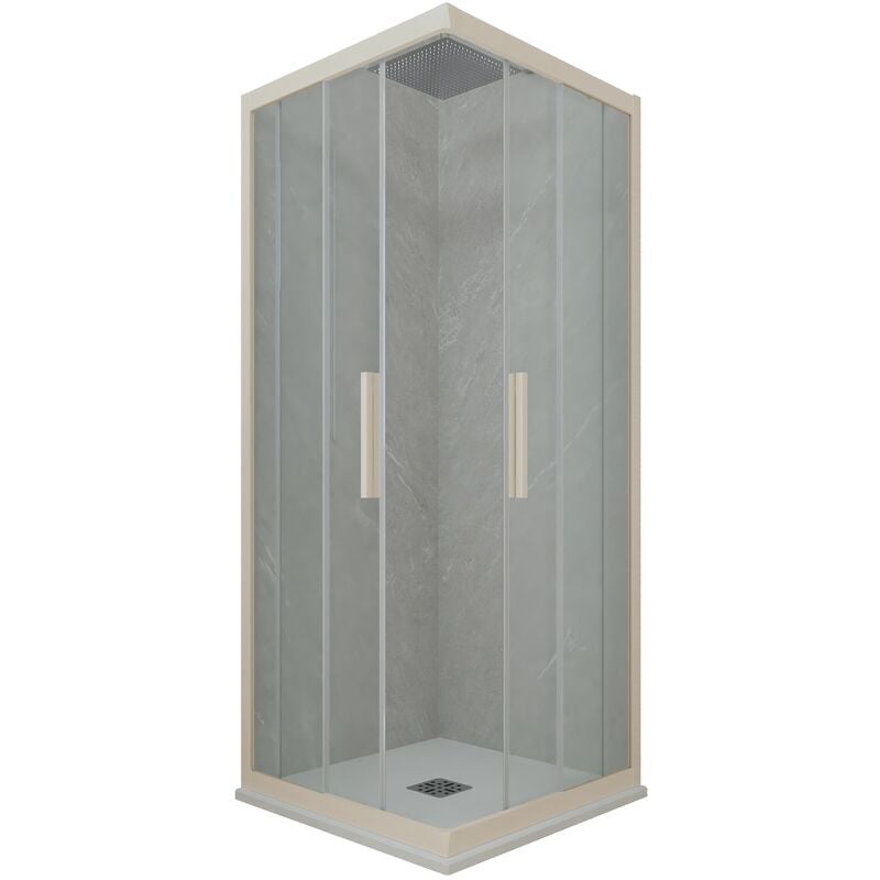 Forte - Cabine parois douche coulissante 75x90 Champagne Kolors