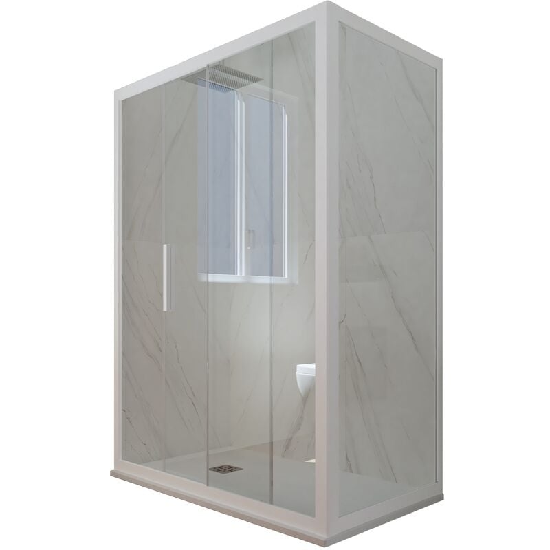 Cabine parois douche coulissante 80x100 Blanc Matt Deco Duo