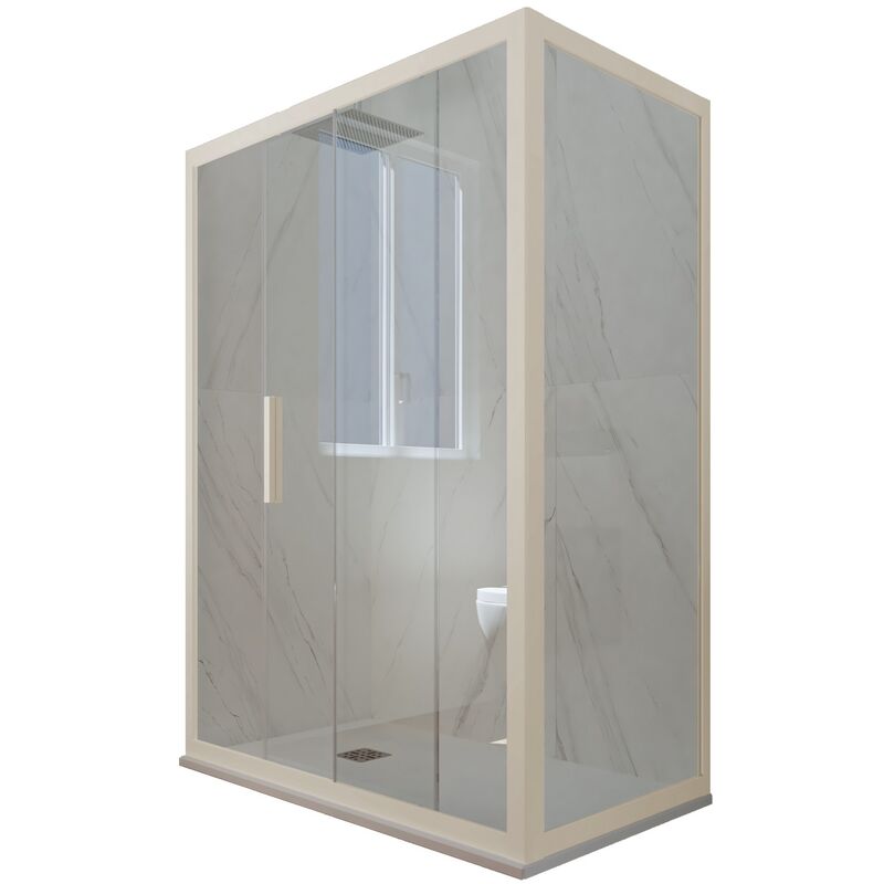 Forte - Cabine parois douche coulissante 80x100 Champagne Deco Duo