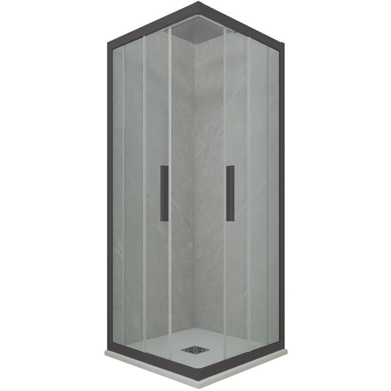 Forte - Cabine parois douche coulissante 80x80 Anthracite Kolors