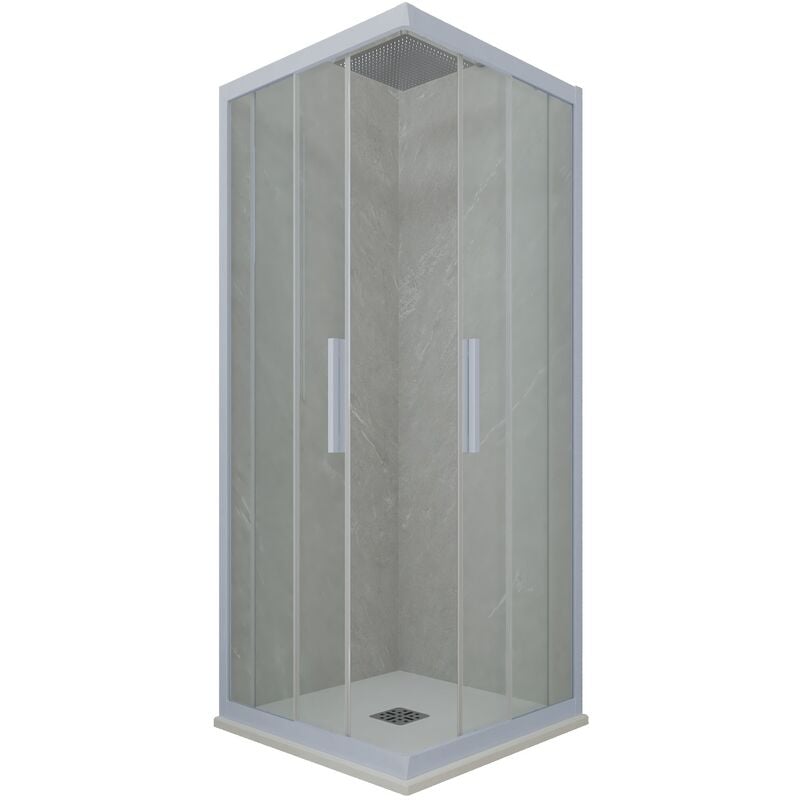 Forte - Cabine parois douche coulissante 80x90 Bleu Vintage Kolors