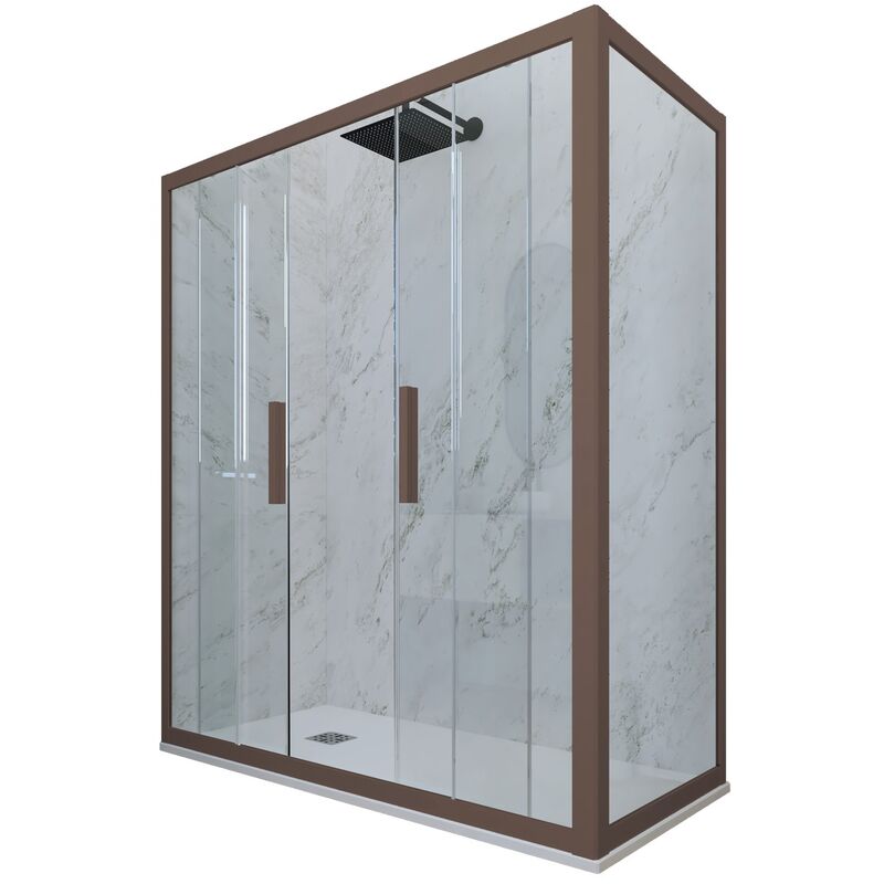 Forte - Cabine parois douche coulissante 90x120 Chocolat Glam Duo