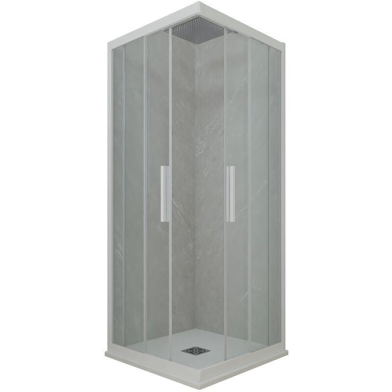 Forte - Cabine parois douche coulissante 90x90 Blanc Matt Kolors