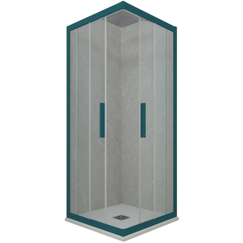 Forte - Cabine parois douche coulissante 90x90 Vert Night Watch Kolors