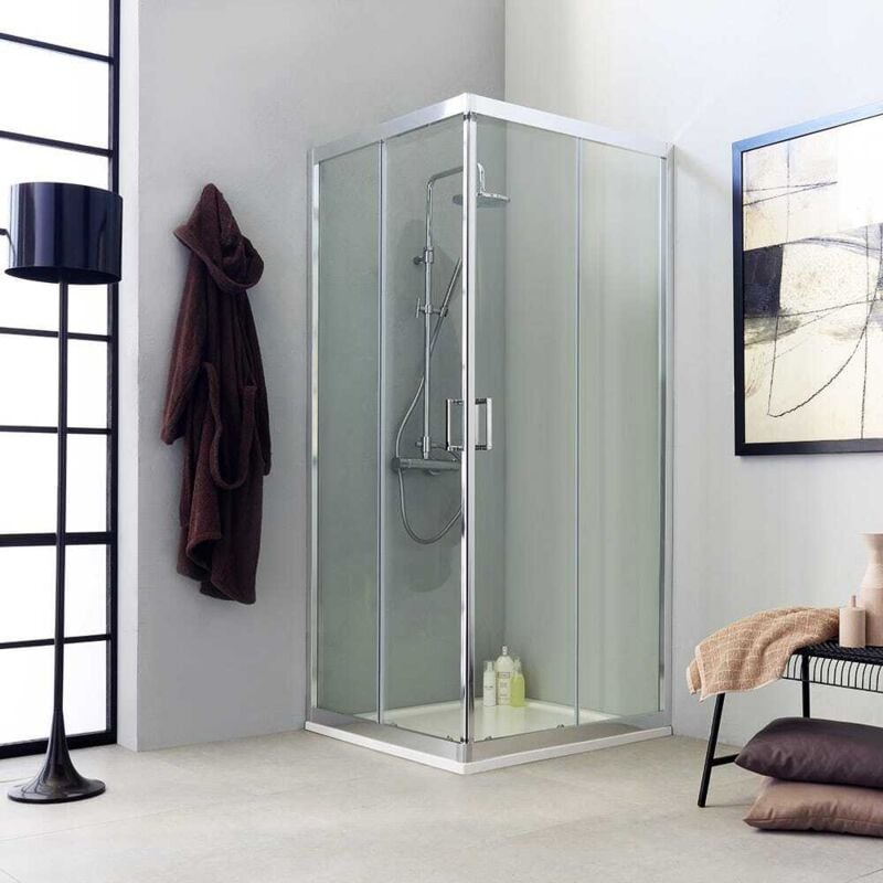 Kiamami Valentina - Paroi Transparente Pour Douche Carrée 90X90 Design Hauteur 195 Cm Fly