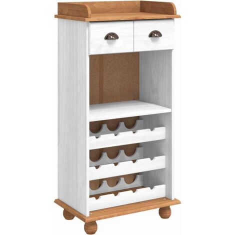 Cabinet à vin ASKIM Blanc 57 x 37 x 114 cm Bois massif en pin CFW581733