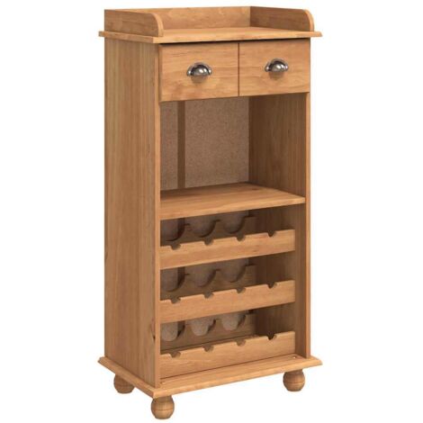 Cabinet à vin ASKIM Marron 57 x 37 x 114 cm Bois massif en pin CFW811593