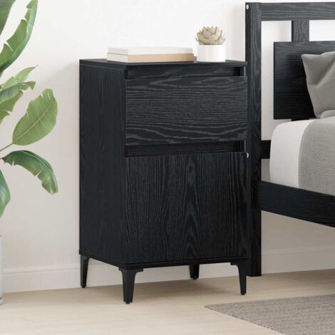 Cabinet de chevet avec tiroir 2 pcs-Lot de 2 Table de nuit-Table de chevet Chêne noir 40 x 35 x 70 cm