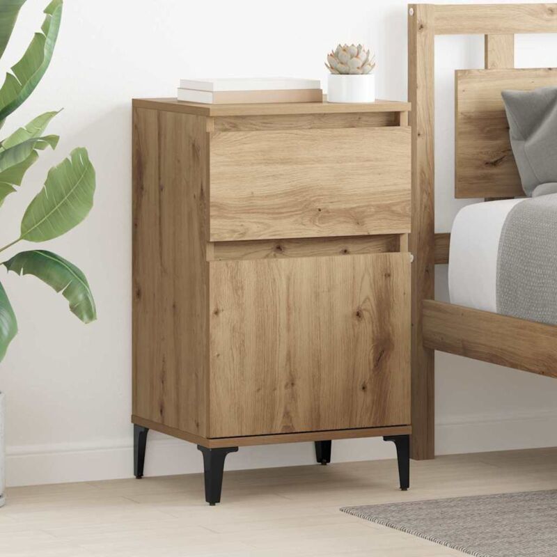 Cabinet de chevet avec tiroir chêne artisanal 40 x 35 x 70 cm