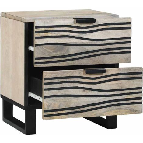 Cabinet de chevet，Table de chevet，Table de nuit avec tiroir Blanc et noir 40 x 33 x 46 cm CFW526026