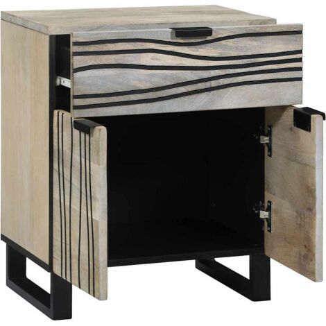 Cabinet de chevet，Table de chevet，Table de nuit avec tiroir Blanc et noir 50 x 33 x 60 cm CFW183144