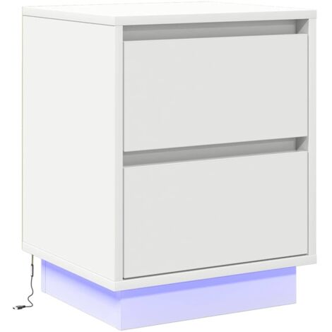 Cabinet de chevet，Table de chevet，Table de nuit Blanc 39 x 34.5 x 50 cm Bois d'ingénierie CFW231410