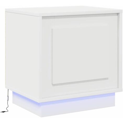 Cabinet de chevet，Table de chevet，Table de nuit Blanc 44 x 34,5 x 45 cm Bois d'ingénierie CFW463048