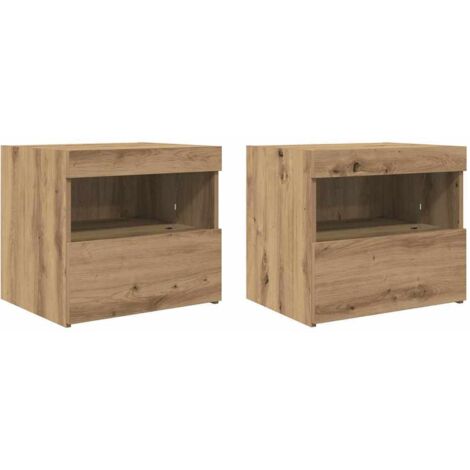 Cabinet de Noche con cajón 2 pcs Roble artisan 50 x 40 x 45 cm vidaXL