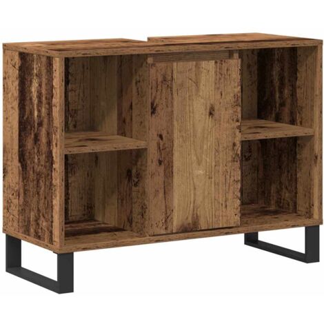 Cabinet de salle de bain avec porte Bois Ancien 80 x 33 x 60 cm CFW690874