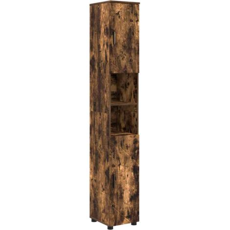 Cabinet de salle de bain avec porte Chêne fumé 30 x 35 x 192 cm vidaXL