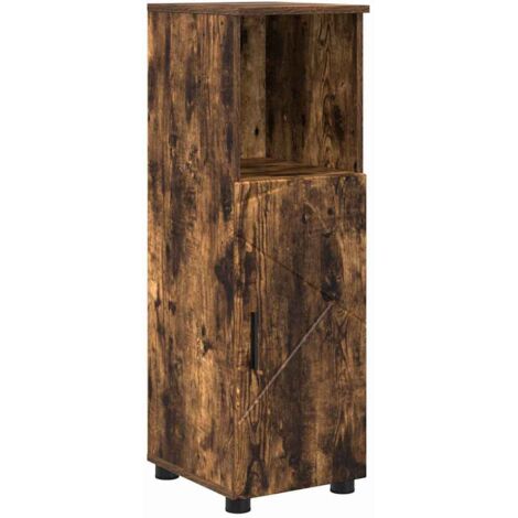 Cabinet de salle de bain avec porte Chêne fumé 30 x 35 x 95 cm CFW410323