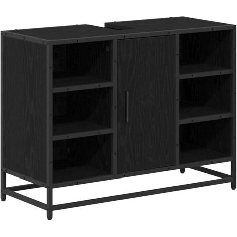 Cabinet de salle de bain avec porte Chêne noir 80 x 33 x 60 cm CFW224989