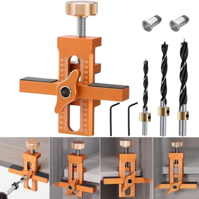 Cabinet Door Installation Jig, 2-in-1 Mounting Tool with Adjustable Positioner, Aluminium Alloy Versatile Cabinet Door Positioning Tool for Most