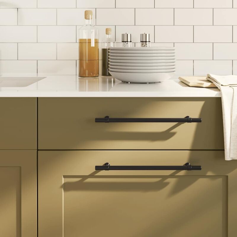 Cabinet Handles 5 Pcs Black 224 Mm Stainless Steel Vidaxl