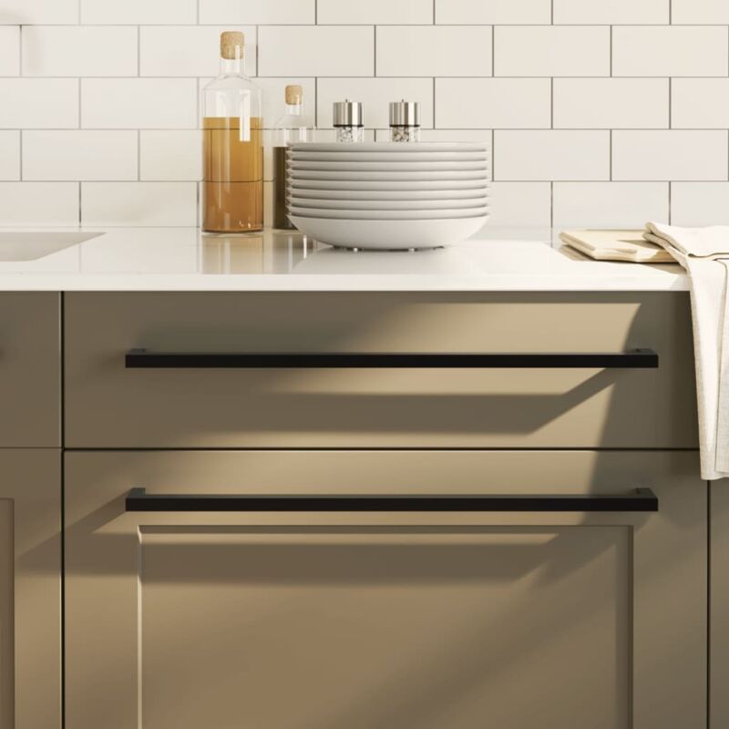 Cabinet Handles 10 Pcs Black 480 Mm Stainless Steel Vidaxl