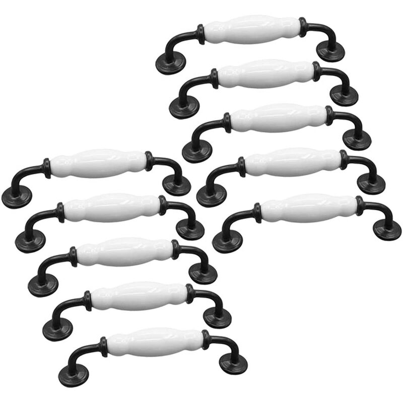 cabinet handles,poignée en céramique noire et blanche d'armoire de 10pcs(distance des trous: 160MM)