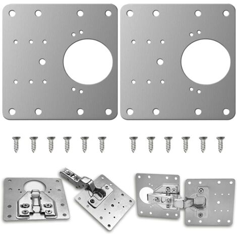 Cabinet Hinge Repair Panels, Hinge Repair Brackets with Holes, Hinge Repair Panels with Screws, Suitable for Wooden Furniture Window Drawers 2pcs
