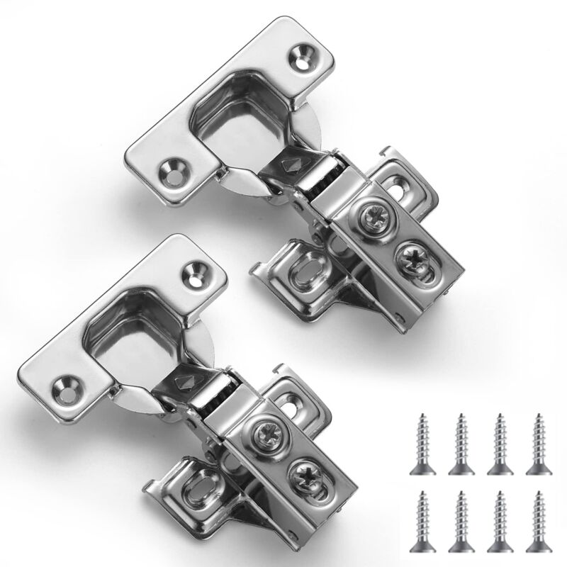 Tinor - Cabinet Hinges, 2 Pack Stainless Steel Overlay Soft Close Hinges, for Kitchen Cabinet Door Hinge, with Fixing Screws